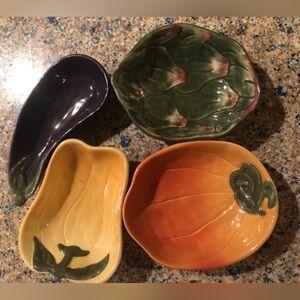 Williams-Sonoma Jardin Potager Collection- Ceramic Vegetable Shaped Dishes Set/4